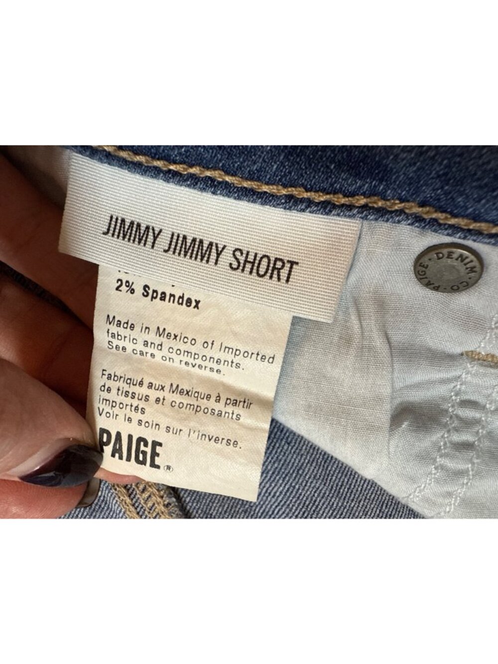 Paige Jimmy Jimmy Rolled Denim Shorts Womens Size 29 Mid Rise Blue Stretch - Picture 7 of 8
